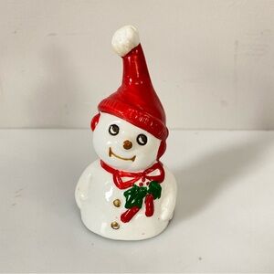 Vintage Christmas themed bell - Festive Snowman in a Red Hat